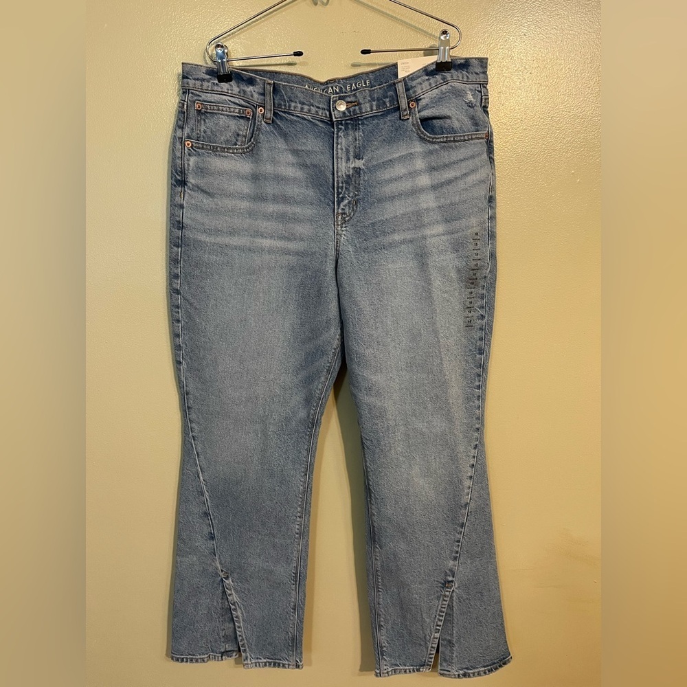 American Eagle Womens Plus 90s Bootcut Split Hem Blue Stretch jeans 18 NWT